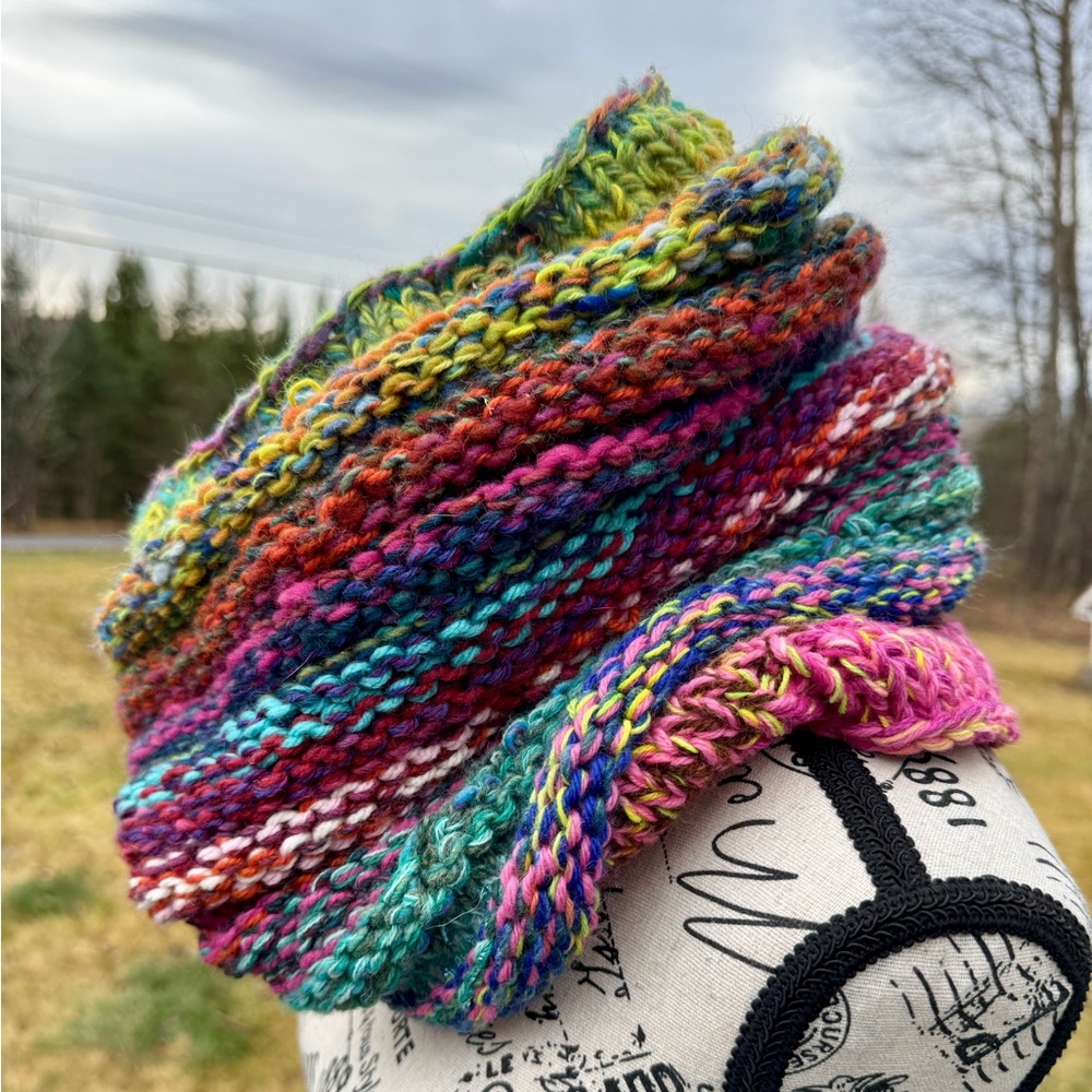Hand Crafted Multicolor Knit Wrap - Picture 9 of 17